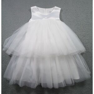 Trish Scully Dress Girls 5 White Sleeveless Tulle Flower Girl Formal Princess
